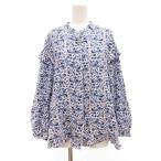 ショッピングベア ゴールデンベア GOLDEN BEAR ブラウス シャツ 長袖 花がら M 青 ブルー /JS ■GY58 レディース