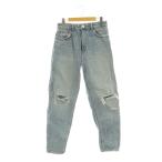 ショッピングzara ザラ ZARA デニムパンツ ジーンズ ダメージ加工 テーパード USA6 ブルー /MY ■OS ■GY58 レディース