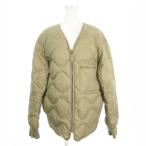 ユニクロ UNIQLO U キルティングジャケット ダウン L 茶 ブラウン カーキ Vネック 長袖 /MN28 ■GY61 レディース