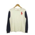 ポロ ラルフローレン POLO RALPH LAUREN Tシャツ ビッグポニー M(10-12) 150 グレー 紺 ネイビー 長袖 ラウンドネック ロゴ刺繍 /AH30