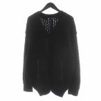  GU GU UNDERCOVER кардиган XL чёрный черный V шея кабель плетеный длинный рукав /PP #GY58 мужской 