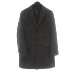 ユニクロ UNIQLO チェスターコート アウター ウール カシミヤ混 ミドル チェック柄 S グレー 黒 ブラック /XZ ■GY58 メンズ