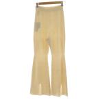 未使用品 ユニクロ UNIQLO マメクロゴウチ タグ付き パンツ M オフホワイト リブ編み フレア スリット /RP ■GY58 レディース