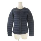 ユニクロ UNIQLO ライトダウンジャケット 上着 M 紺 ネイビー 無地 ノーカラー 長袖 211-146388 /CK12 ■GY61 レディース