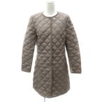 ユニクロ UNIQLO ダウンジャケット キルティングジャケット ナイロン L 茶 ブラウン ラウンドネック ロング丈 /YS4 ■GY61 レディース