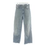 ショッピングzara ザラ ZARA デニム ジーンズ 34 ライトブルー 無地 ワイドレッグ 切りっぱなし裾 USED加工 フルレングス /PP ■GY61 レディース