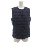 ユニクロ UNIQLO 美品 ダウンベスト M 紺 ネイビー ノーカラー ノースリーブ キルティング /KR ■GY61 レディース