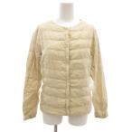 ユニクロ UNIQLO ダウンジャケット 収納袋付き M ベージュ キルティング ノーカラー 長袖 /KR ■GY61 レディース