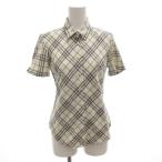 バーバリー BURBERRY シャツ ブラウス チェック 半袖 M 白 ホワイト /FF ■GY61 レディース