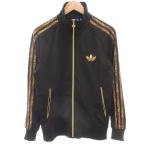  Adidas adidas прекрасный товар джерси спортивная куртка S чёрный черный длинный рукав Leopard рисунок воротник-стойка /SJ #GY61 мужской 