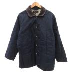  Van ja Kett VAN JAC стеганная куртка блузон воротник вельвет подкладка проверка M темно-синий темно-синий /JS #GY61 мужской 