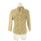  Lancel LANCEL ансамбль вязаный L бежевый переключатель . какой . рисунок bow Thai лента имеется 7 минут рукав /CK4 #GY61 женский 