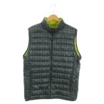 ユニクロ UNIQLO ダウンベスト XL 緑 グリーン スタンドカラー チェック柄 /AO3 ■GY61 メンズ