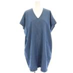  канава .rudaga Ran teGALLARDAGALANTE туника cut and sewn F бледно-голубой голубой V шея короткий рукав одноцветный /HN #GY61 женский 
