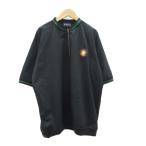  planet Golf PLANET GOLF Golf одежда cut and sewn L чёрный черный короткий рукав половина Zip воротник-стойка Logo вышивка #GY58 мужской 