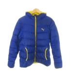  Puma PUMA пуховик верхняя одежда XL синий голубой желтый желтый с капюшоном . длинный рукав Logo вышивка /AO18 #GY58 мужской 
