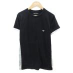  Emporio Armani EMPORIO ARMANI нижний одежда футболка cut and sewn чёрный черный короткий рукав раунд шея Logo принт #GY58 мужской 