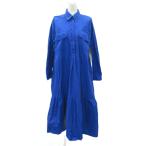 ザラ ZARA シャツワンピース マキシ丈 ロング丈 M 青 ブルー 長袖 ティアード /SM14 ■GY58 レディース