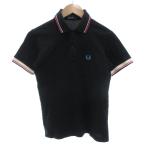 フレッドペリー FRED PERRY ポロシャツ 半袖 鹿の子 ロゴ刺繍 S 黒 ブラック /GV ■GY58 メンズ