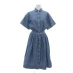 ラルフローレン RALPH LAUREN ヴィンテージ ワンピース シャツワンピ 7 インディゴブルー ダンガリー ラウンドカラー 半袖 ミモレ