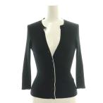 23区 オンワード樫山 リブニットカーディガン スキッパー 32 黒 白 /CX ■GY58 レディース