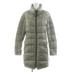 ユニクロ UNIQLO ダウンコート L ベージュ 黒 ブラック チェック柄 スタンドカラー ロング丈 /AN74 ■GY58 レディース