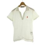 ラルフローレン RALPH LAUREN ポロシャツ M 白 ホワイト Vネック ロゴ刺繍 半袖 前ボタンなし トップス /PP ■GY60 レディース