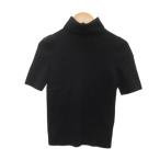 セリーヌ CELINE リブニット セーター 半袖 M 黒 タートルネック /SY46 ■GY60 レディース