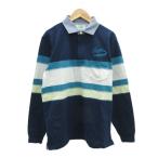  крокодил CROCODILE Rugger рубашка регби рубашка M темно-синий темно-синий полоса рисунок длинный рукав /YS48 #GY60 мужской 