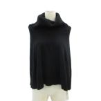  не использовался товар McAfee MACPHEE Tomorrowland вязаный пончо шерсть 1 чёрный черный o крышка -toru шея /YS32 #GY58 женский 