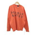 パーリーゲイツ PEARLY GATES ニット セーター 2 オレンジ 長袖 ラウンドネック ロゴデザイン /HO54 ■GY58 メンズ