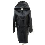 オットー OTTO コレクション COLLECTION レザーダッフルコート M 黒 ブラック フード付き トグルボタン ロング丈 ■GY59 レディース