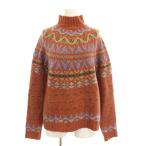 アメリカンイーグル AMERICAN EAGLE ニット セーター ウール 長袖 総柄 S 茶色 ブラウン フェアアイル柄 /YM ■GY60 レディース