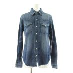 ショッピングラルフ ラルフローレン RALPH LAUREN デニム ウエスタンシャツ 4 インディゴ 長袖 USED加工 /KU ■ECB001 レディース