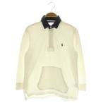 ラルフローレン RALPH LAUREN ポロシャツ 七分袖 バイカラー カンガルーポケット L ホワイト ネイビー /MY ■OS ■ECC001 レディース