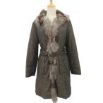  Uno *pyu-uno pi? с хлопком пальто 40 серый с мехом лисы . ремень имеется длинный длина /YS21 #ECD001 женский 