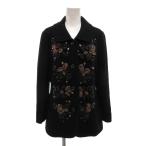 ユキトリイ YUKI TORII ニットジャケット 40 スパンコール装飾 フラワーデザイン ラウンドカラー 黒 ブラック /NU ■ECD001 レディース