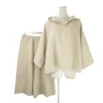 ミズイロインド mizuiro ind セットアップ カットソー ガウチョパンツ 2 ベージュ フード付き 七分袖 /AO7 ■ECD001 レディース