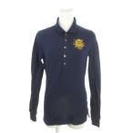 ラルフローレン RALPH LAUREN ポロシャツ 長袖 M 紺 ネイビー 刺繍 ストレッチ /MN14 ■ECD001 レディース
