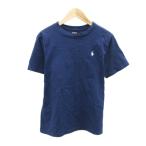 ポロ ラルフローレン POLO RALPH LAUREN Tシャツ カットソー M 紺 ネイビー 無地 ラウンドネック ロゴ刺繍 半袖 /HO50 ■ECD001 レディース