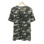 ハイドロゲン HYDROGEN Tシャツ カットソー XXL マルチカラー カーキ 迷彩柄 カモフラ柄 半袖 ラウンドネック ■ECD001 レディース