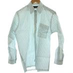 クリスチャンディオール Christian Dior ワイシャツ 白 ホワイト ミントグリーン ストライプ柄 長袖 /GG ■ECD001 メンズ