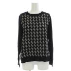 未使用品 23区 オンワード樫山 ニット セーター 44 黒 ブラック 長袖 千鳥格子柄 /GG ECD001 レディース