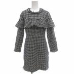 ショッピングzara ザラウーマン ZARA WOMAN 美品 ワンピース XS ハウンドトゥース柄 ミニ丈 フリル 長袖 白 ホワイト /KB ■ECA001 レディース