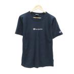 チャンピオン CHAMPION Tシャツ カットソー L 紺 ネイビー 半袖 ラウンドネック ロゴ刺繍 /YS29 ■ECA001 メンズ