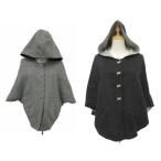  Cynthia Rowley жакет пончо верхняя одежда шерсть 2 серый чёрный черный двусторонний с капюшоном . средний длина #ECA002 женский 