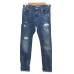  The магазин чай ke-THE SHOP TK Denim брюки джинсы обтягивающий брюки длинный длина S голубой повреждение обработка краска обработка мужской 
