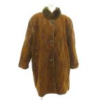 WARM SNOWwa-msno корова a кольцо пальто мех чай Brown .. форма стеганое полотно мех воротник длинный длина /HW #ECA002 женский 