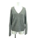ザラ ZARA ニット セーター S グレー Vネック 長袖 無地 オーバーサイズ /GR ■GY61 レディース