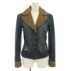 ディー&ジー ドルガバ ドルチェ&ガッバーナ デニムジャケット テーラードジャケット シングル 裏地花柄 40 紺 茶 ■ECD002 レディース